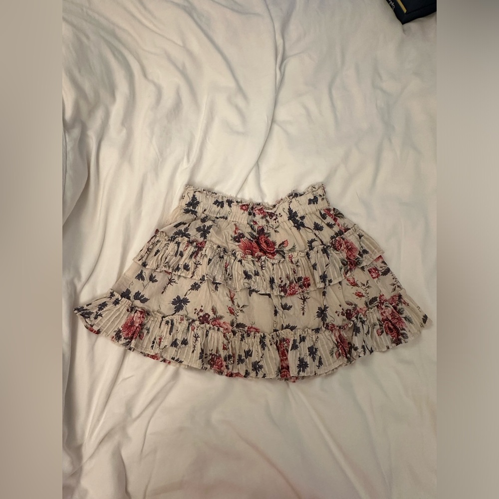 NEW LoveShackFancy Ruffle Mini Skirt in Multi Floral - Picture 3 of 3